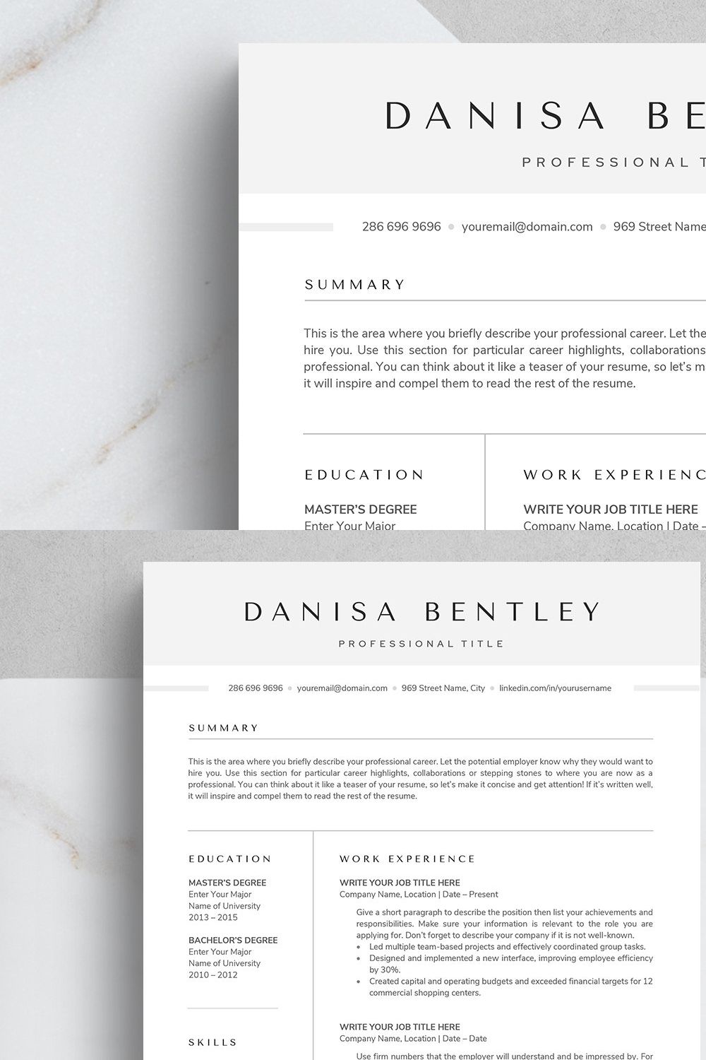 Modern Resume Template pinterest preview image.