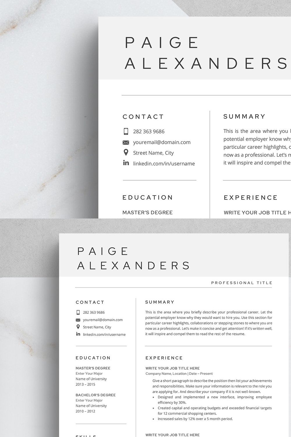 Modern Resume Template pinterest preview image.