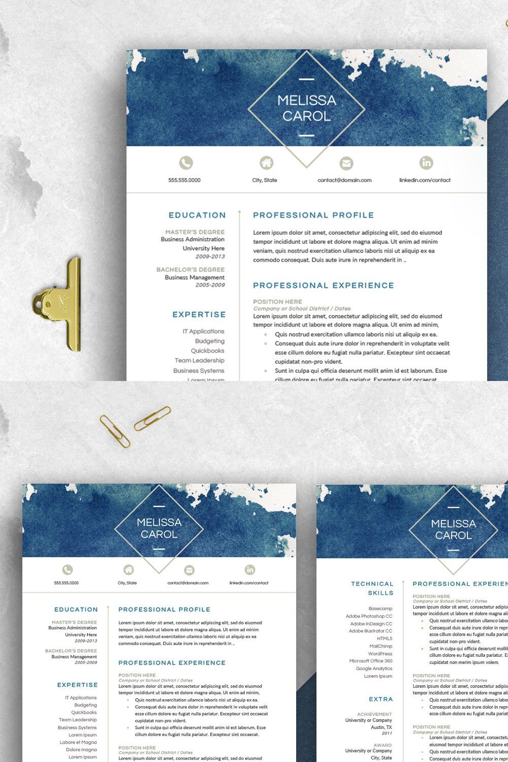 Modern Resume Template Word pinterest preview image.
