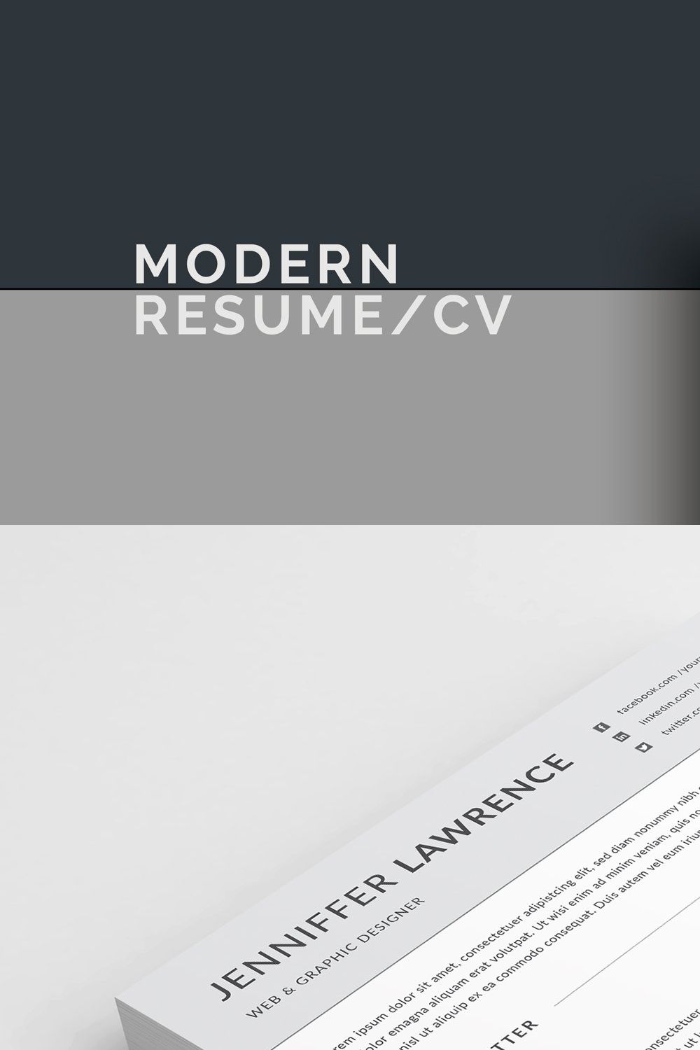 Modern Resume/CV pinterest preview image.