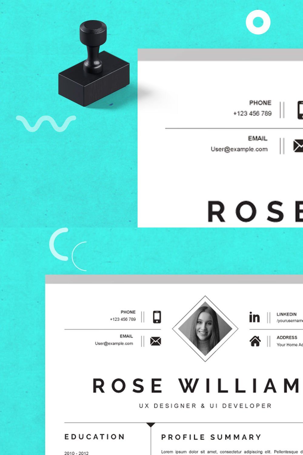 Modern Resume/CV Template for Word pinterest preview image.