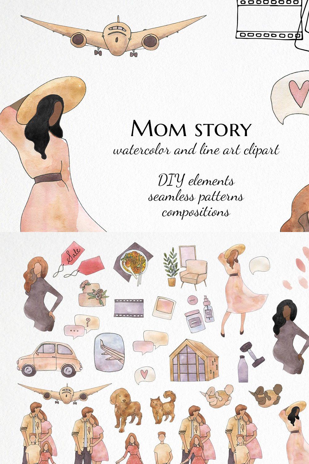 mom life watercolor clipart pinterest preview image.