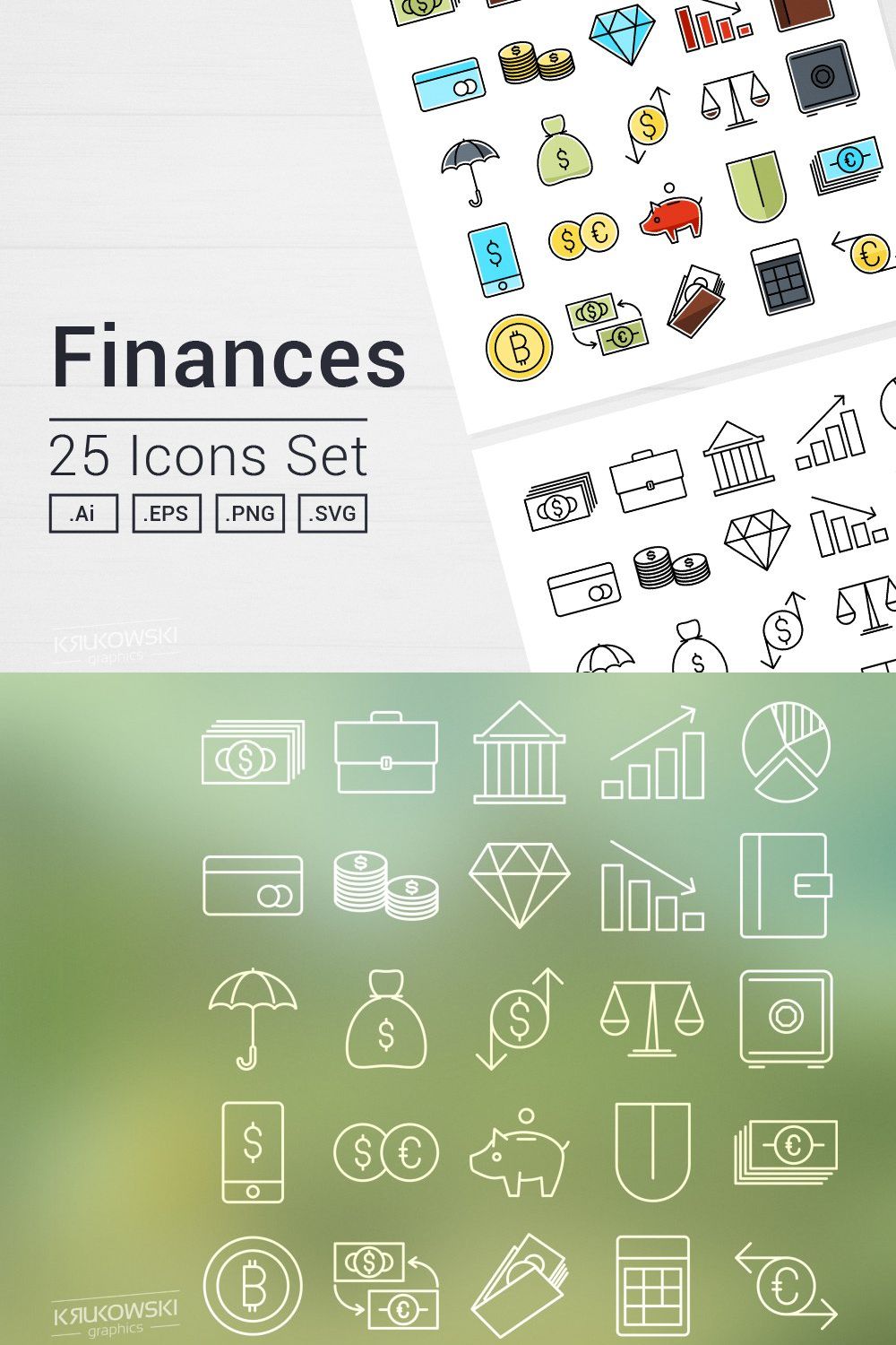 Money Finance Icons Set pinterest preview image.