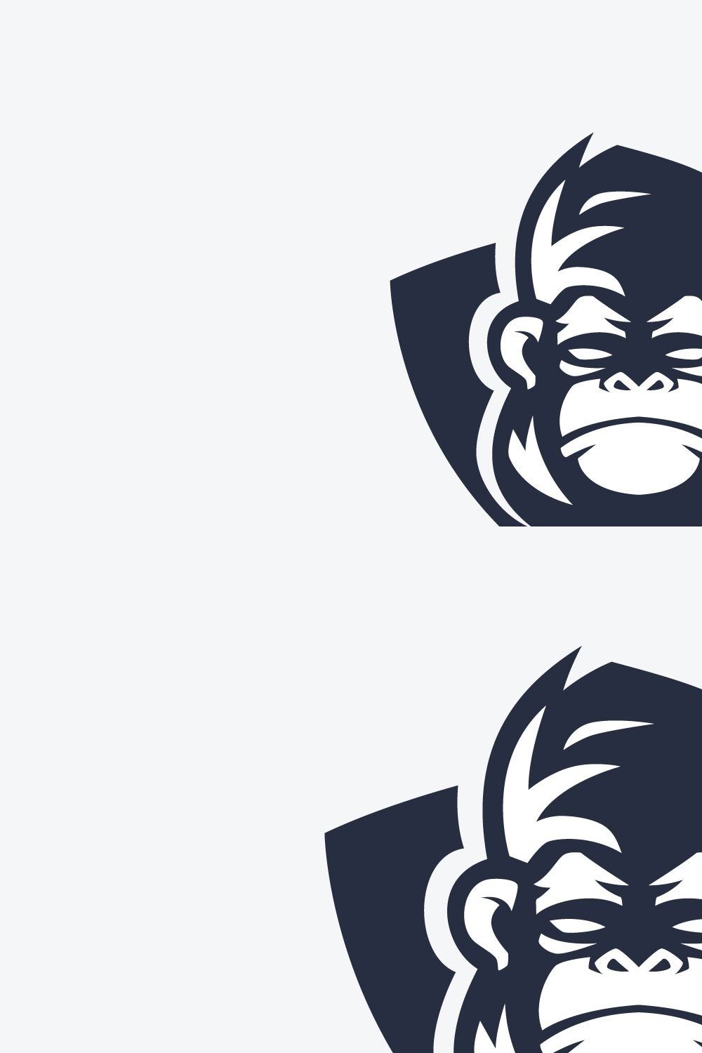 Monkey Shield Logo Design Templates pinterest preview image.