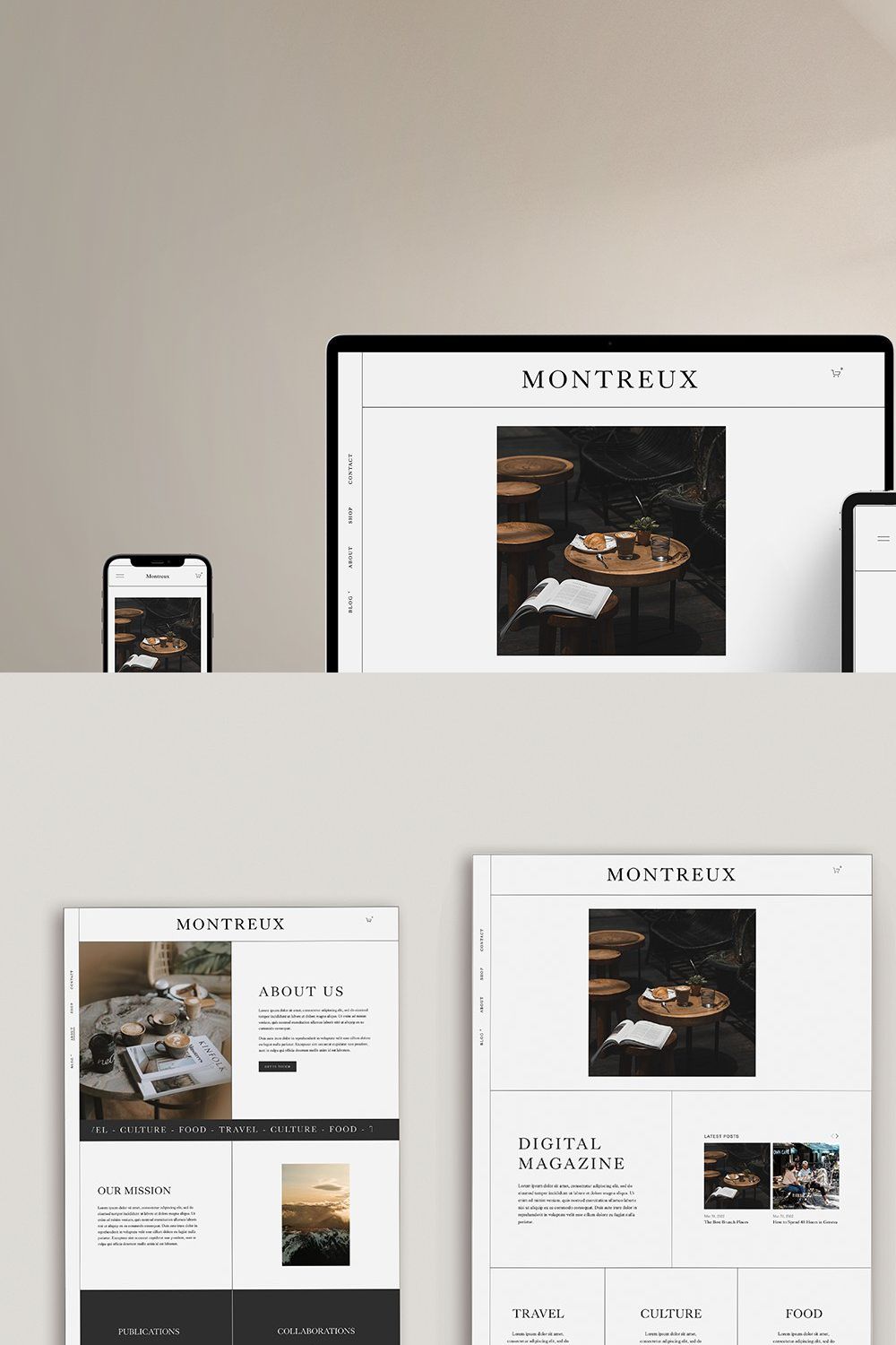 Montreux Squarespace 7.1 Template pinterest preview image.