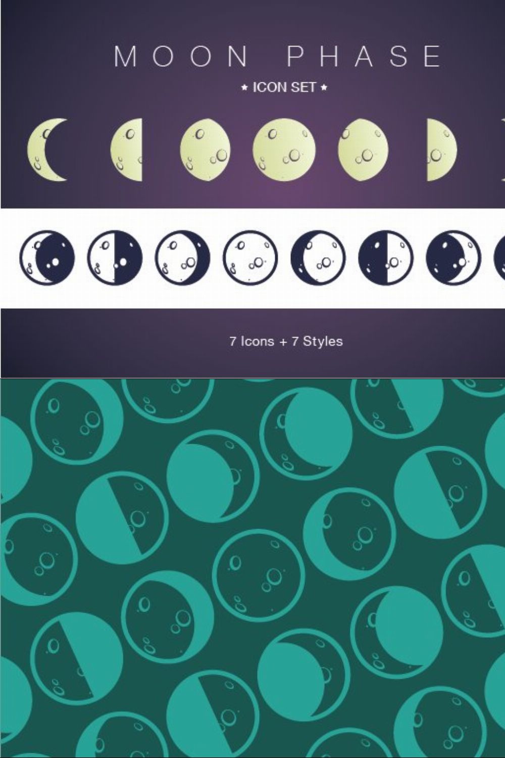 Moon Phase icon set pinterest preview image.