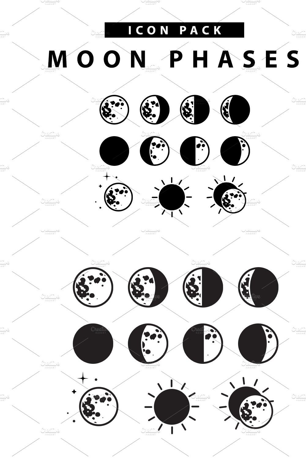 Moon Phases Icon Set MasterBundles