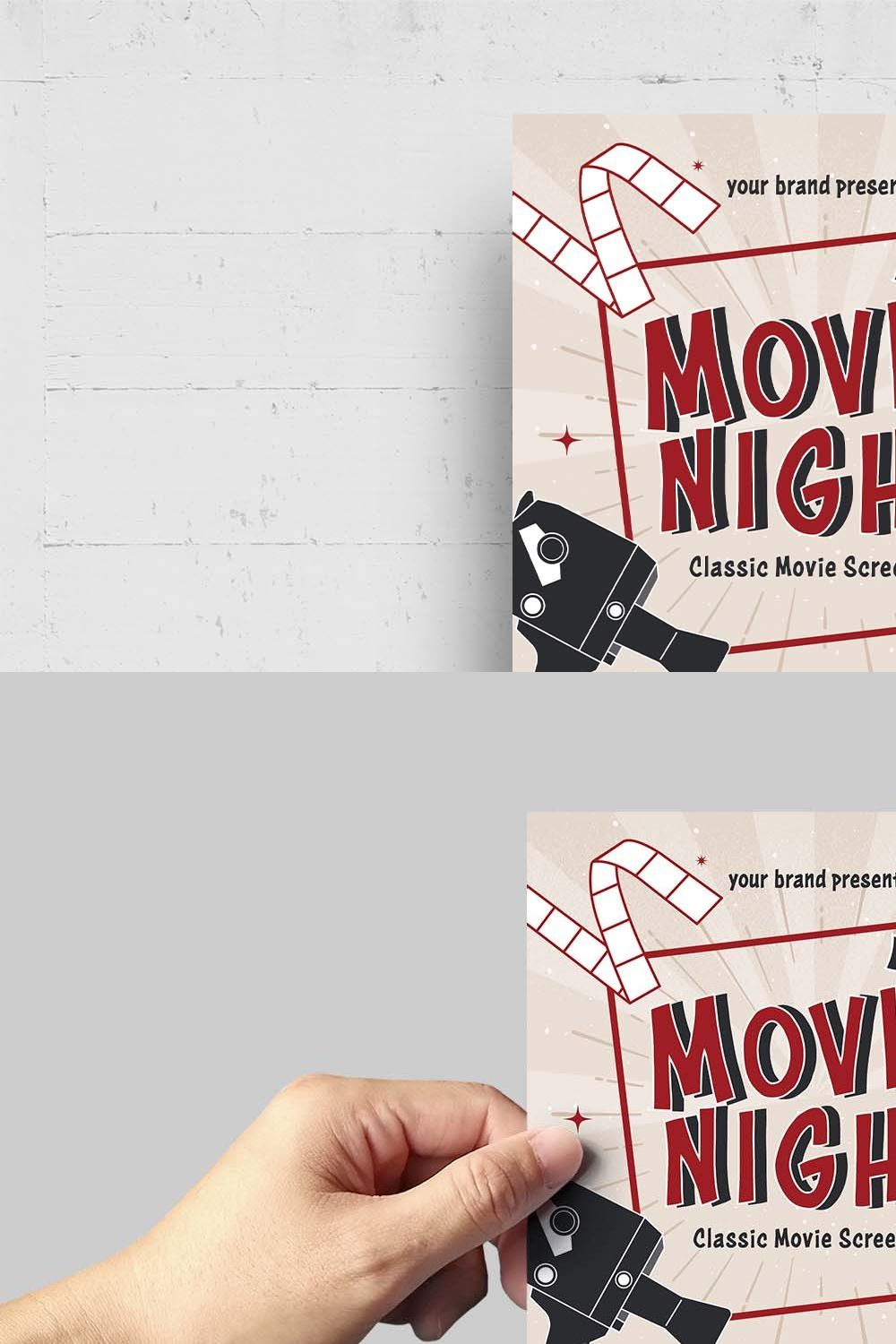 Movie Night Flyer Template pinterest preview image.