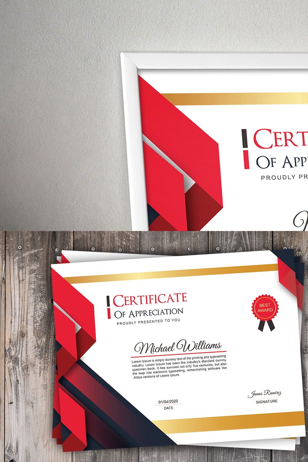 Multipurpose Certificate Template pinterest preview image.