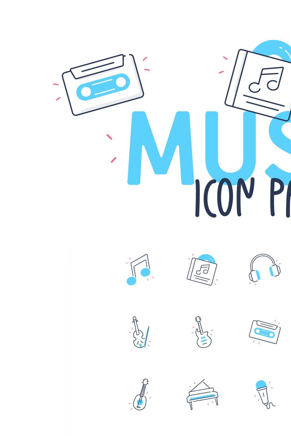 Music Icons pinterest preview image.