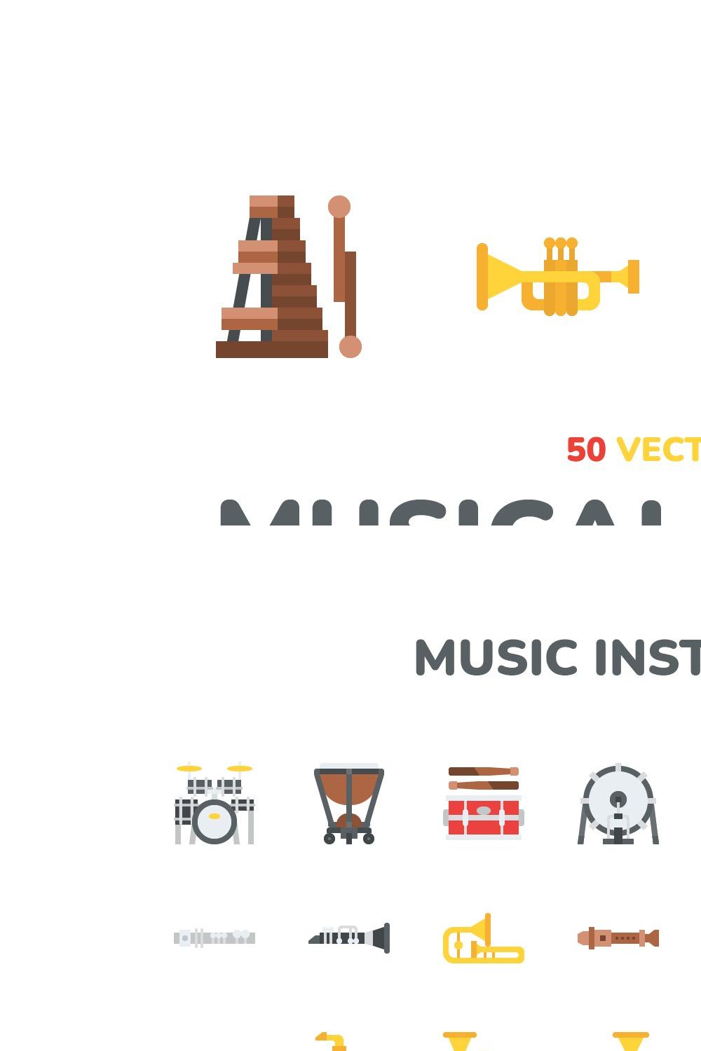 Music Instrument Icon Pack pinterest preview image.