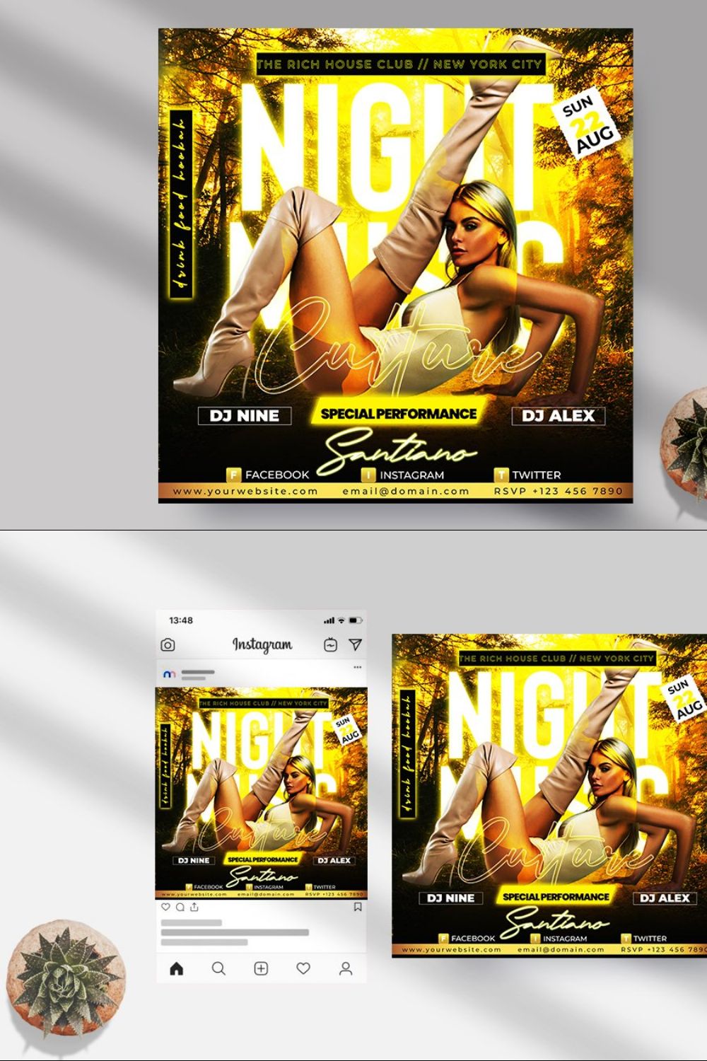 Music Night Culture Instagram (PSD) pinterest preview image.