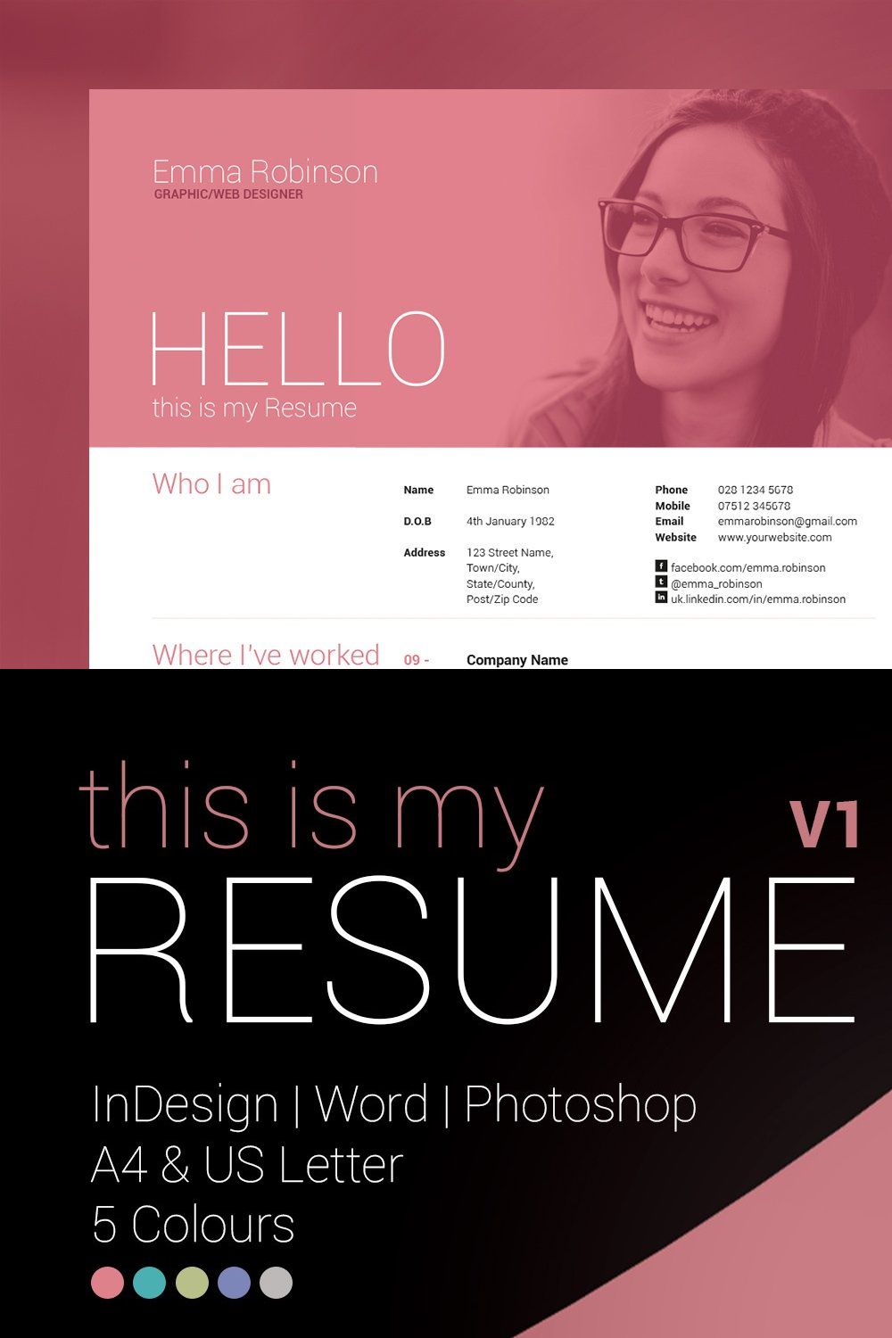 My Resume V1 pinterest preview image.