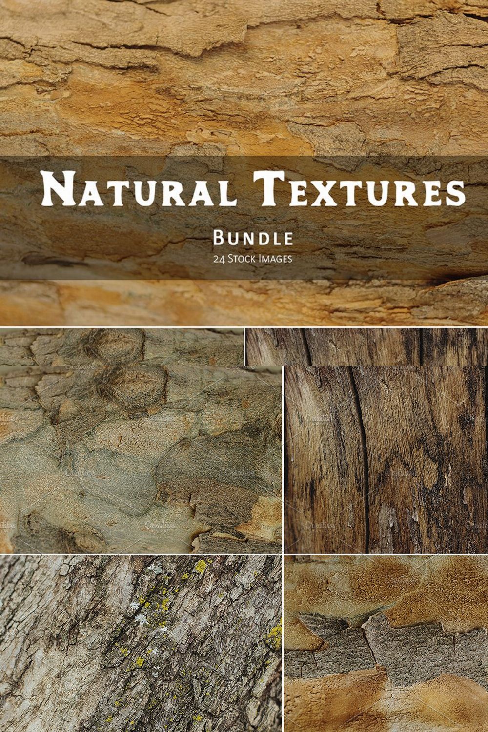 Natural Textures of Wood & Bark pinterest preview image.