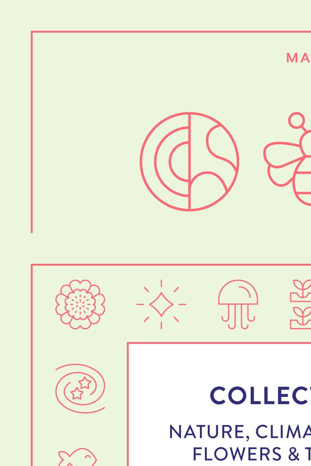 Nature Line Icons pinterest preview image.
