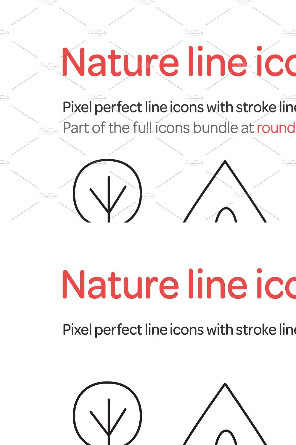 Nature Line Icons Set pinterest preview image.