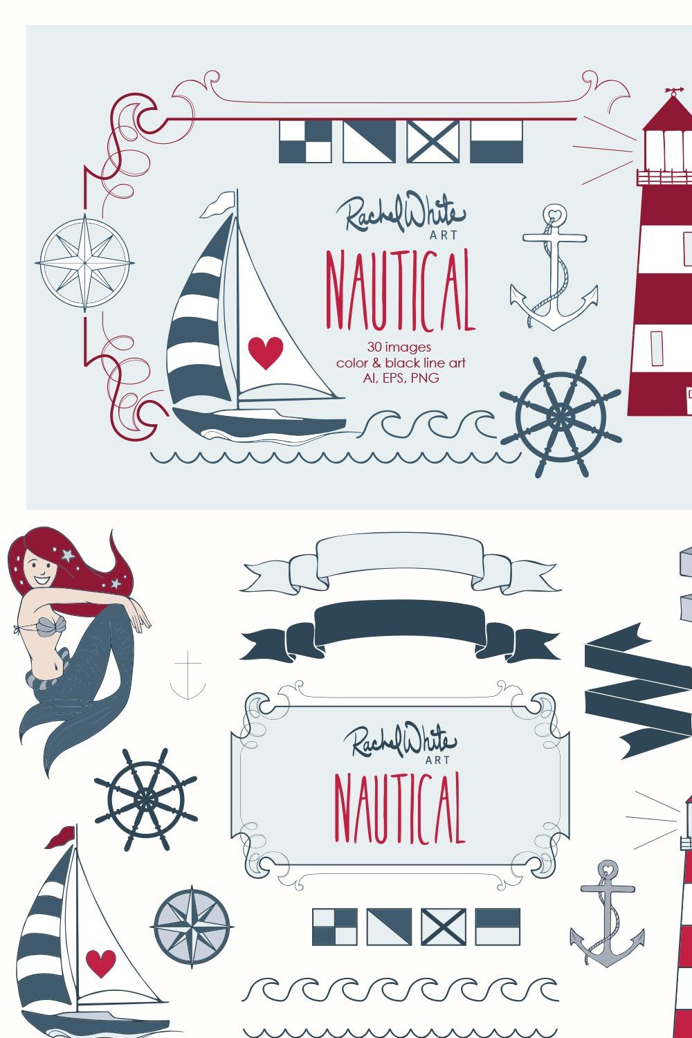 Nautical, Vector & PNG pinterest preview image.