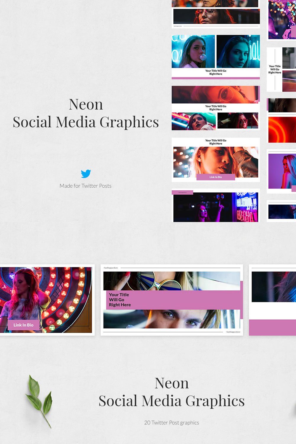 Neon Twitter Posts pinterest preview image.