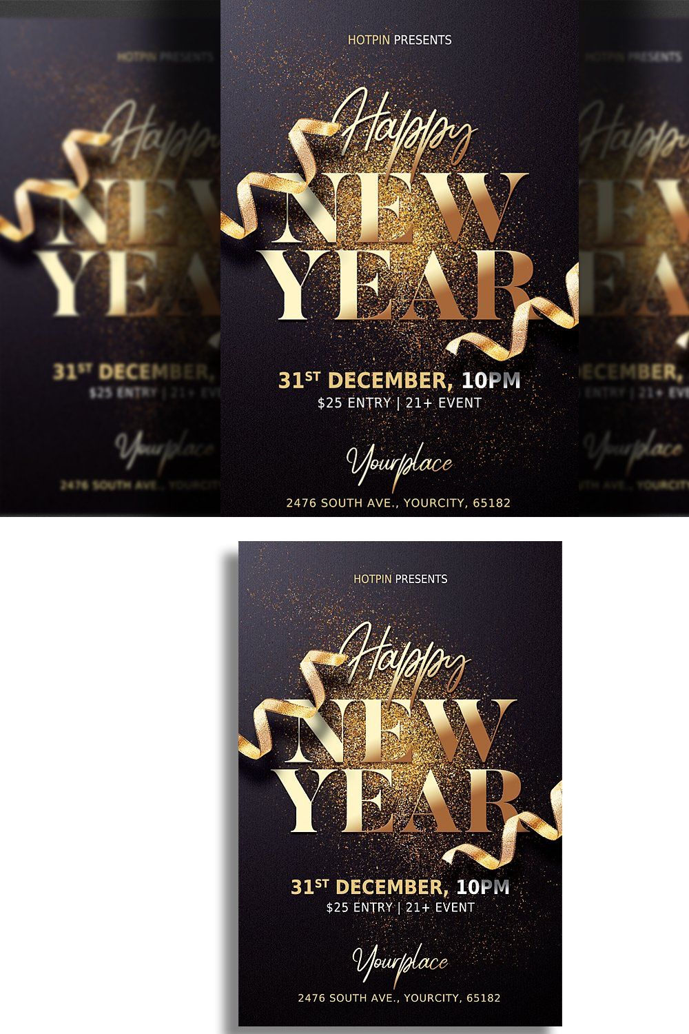New Year Eve Flyer Template pinterest preview image.