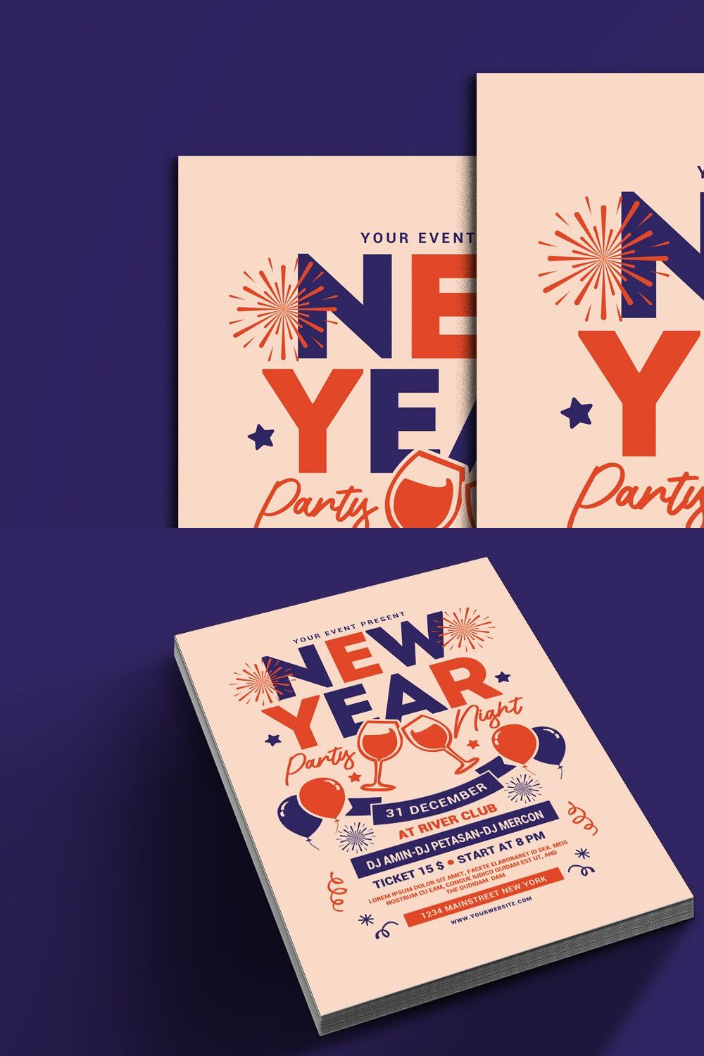 New Year Party Night pinterest preview image.