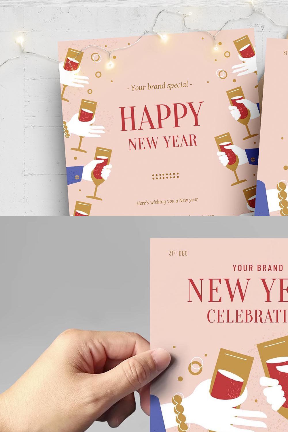 New Years Eve Flyer Template pinterest preview image.