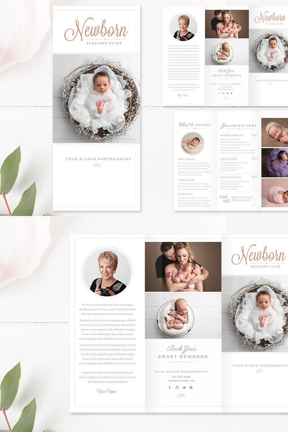 Newborn Trifold Brochure INDD pinterest preview image.