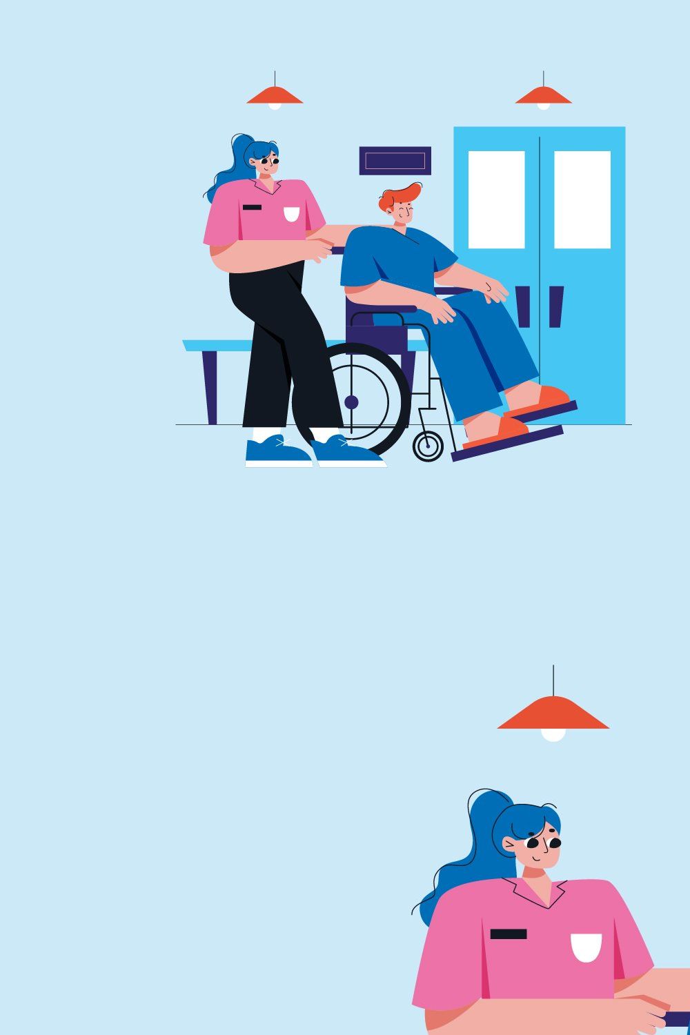Nurse Pushing Patient's Wheelchair pinterest preview image.