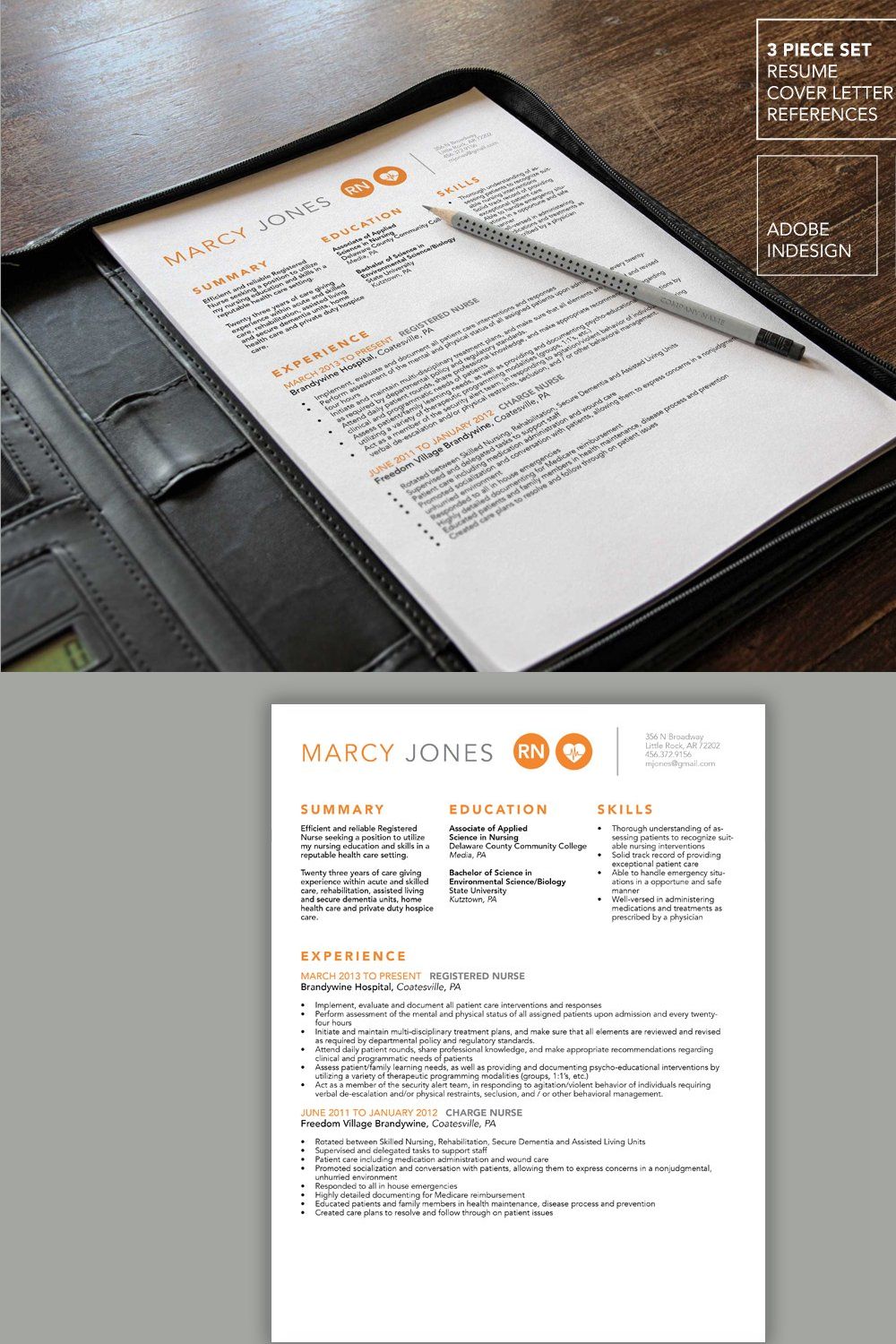 Nurse Resume, Cover Letter Template pinterest preview image.