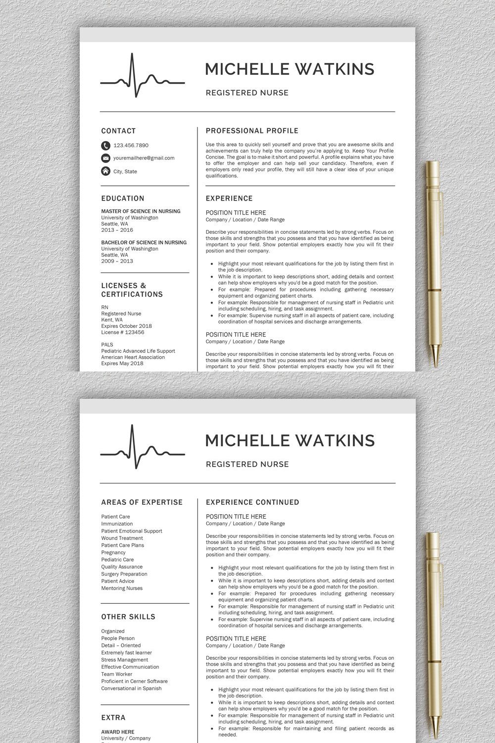 Nurse Resume / Medical CV pinterest preview image.
