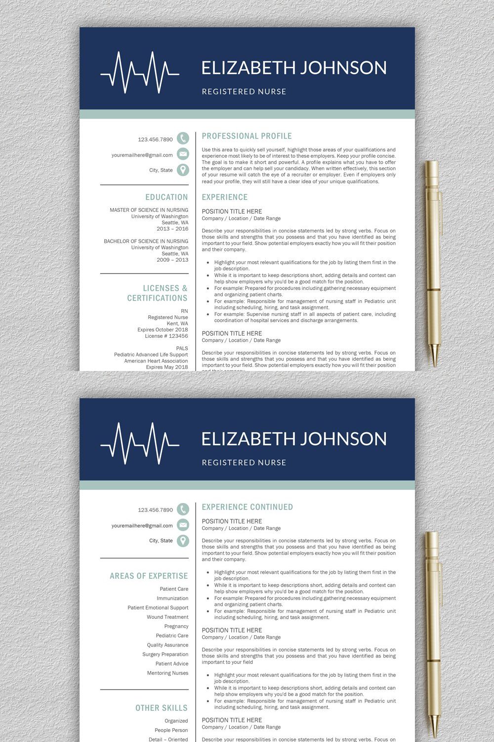 Nurse Resume | Medical CV Template pinterest preview image.