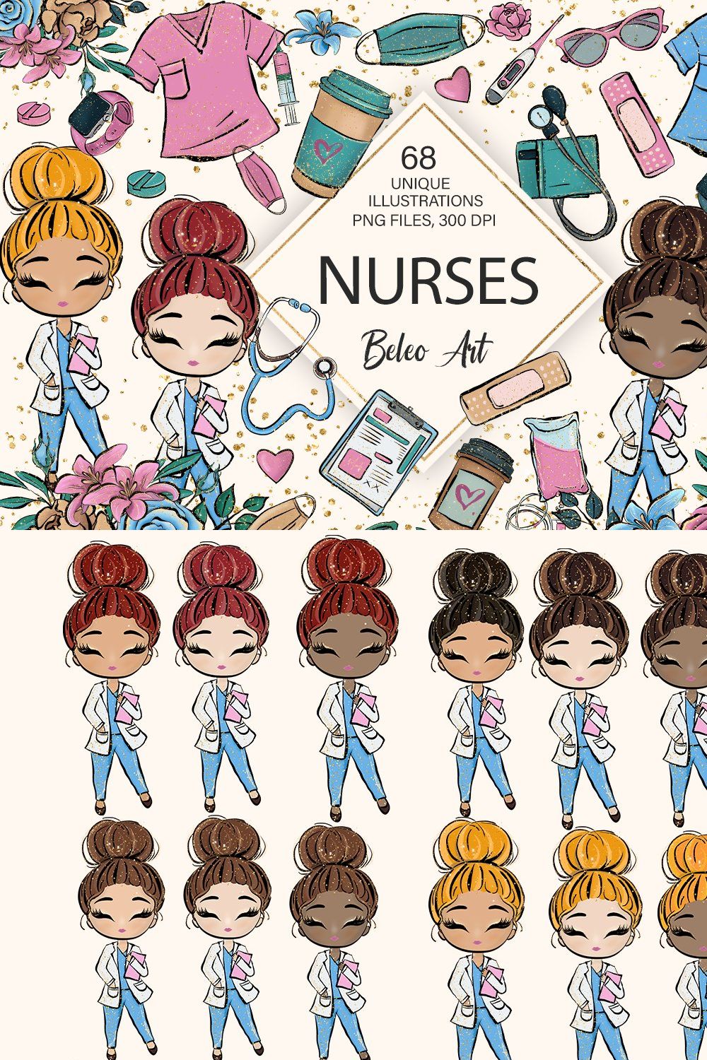 Nurses and Doctors Medical Clipart pinterest preview image.