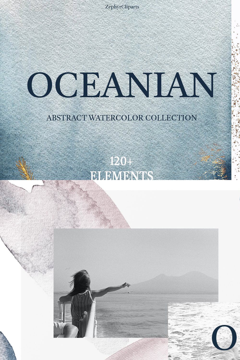 OCEANIAN - abstract watercolor set pinterest preview image.