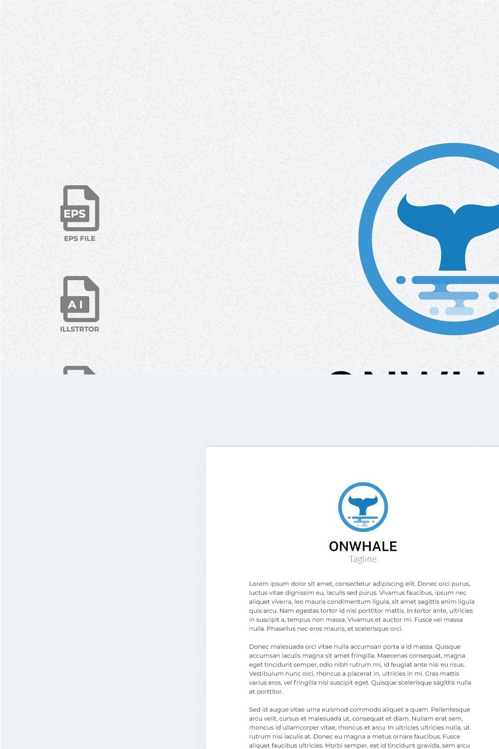 ON Whale Logo Template pinterest preview image.