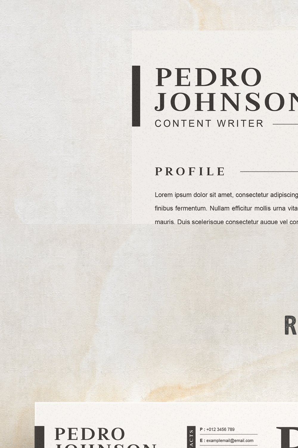 One Page Resume with Cover Letter pinterest preview image.