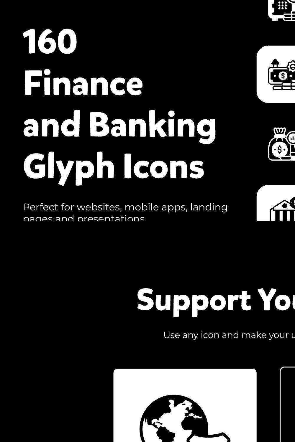 Online Banking and Finance icons pinterest preview image.