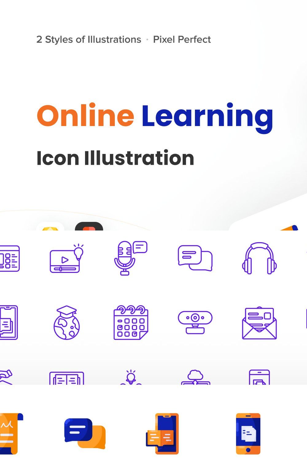 Online Learning Icon Illustration pinterest preview image.