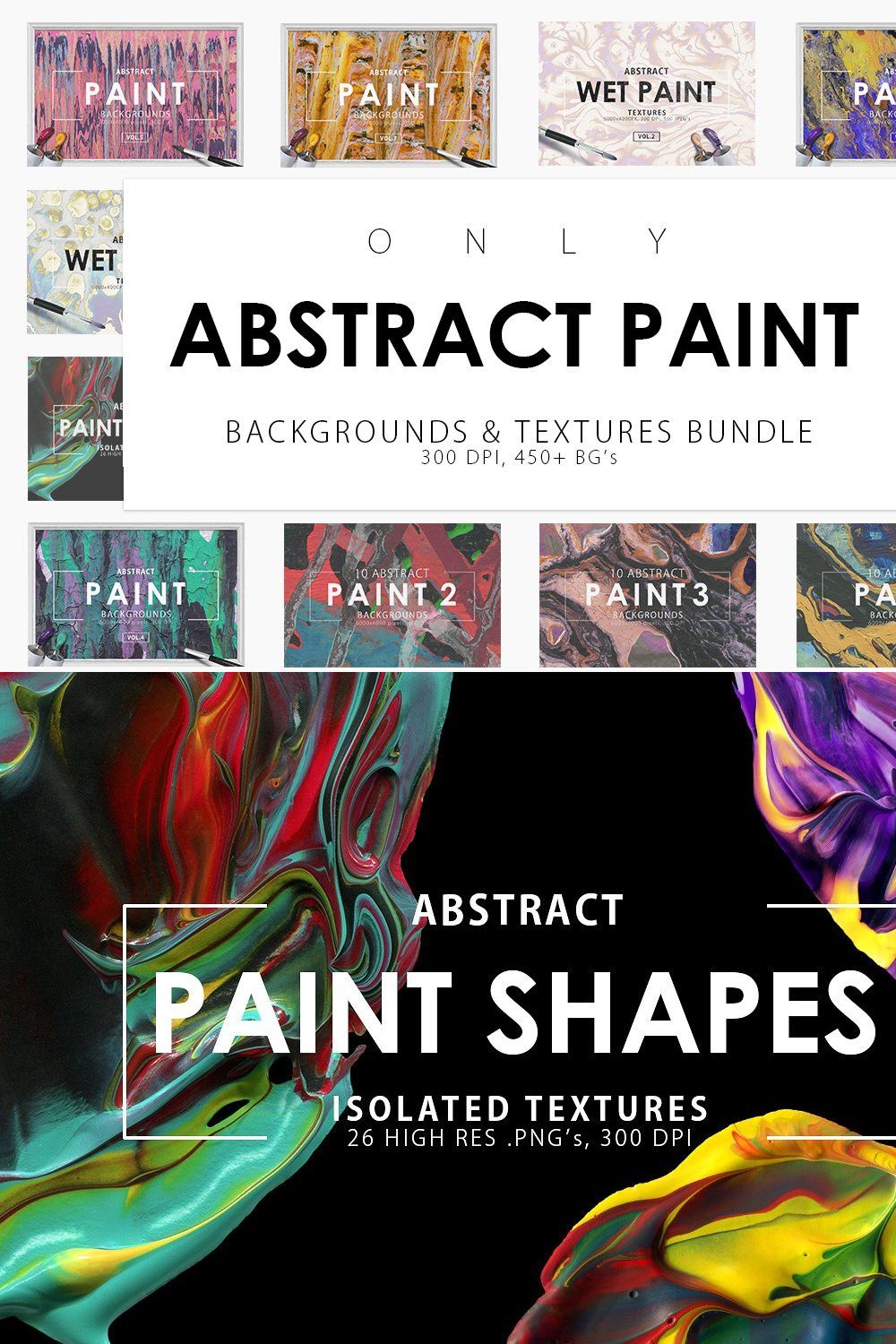 Only Paint Backgrounds Bundle pinterest preview image.