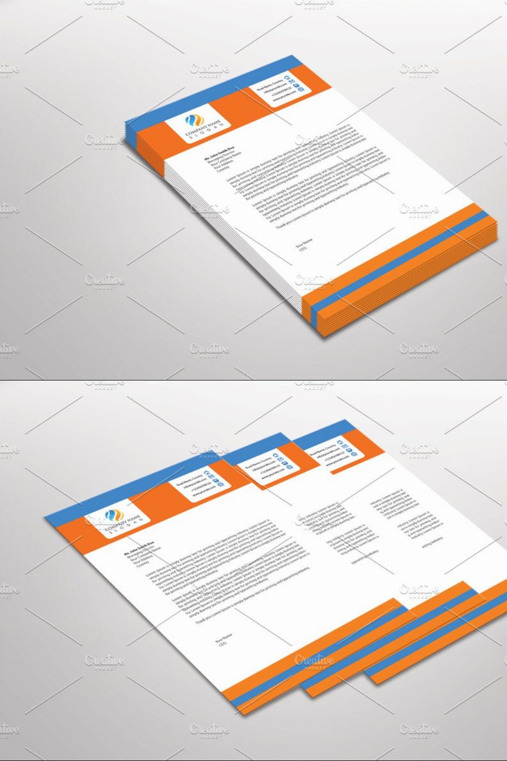 Orangian Letterhead Template pinterest preview image.