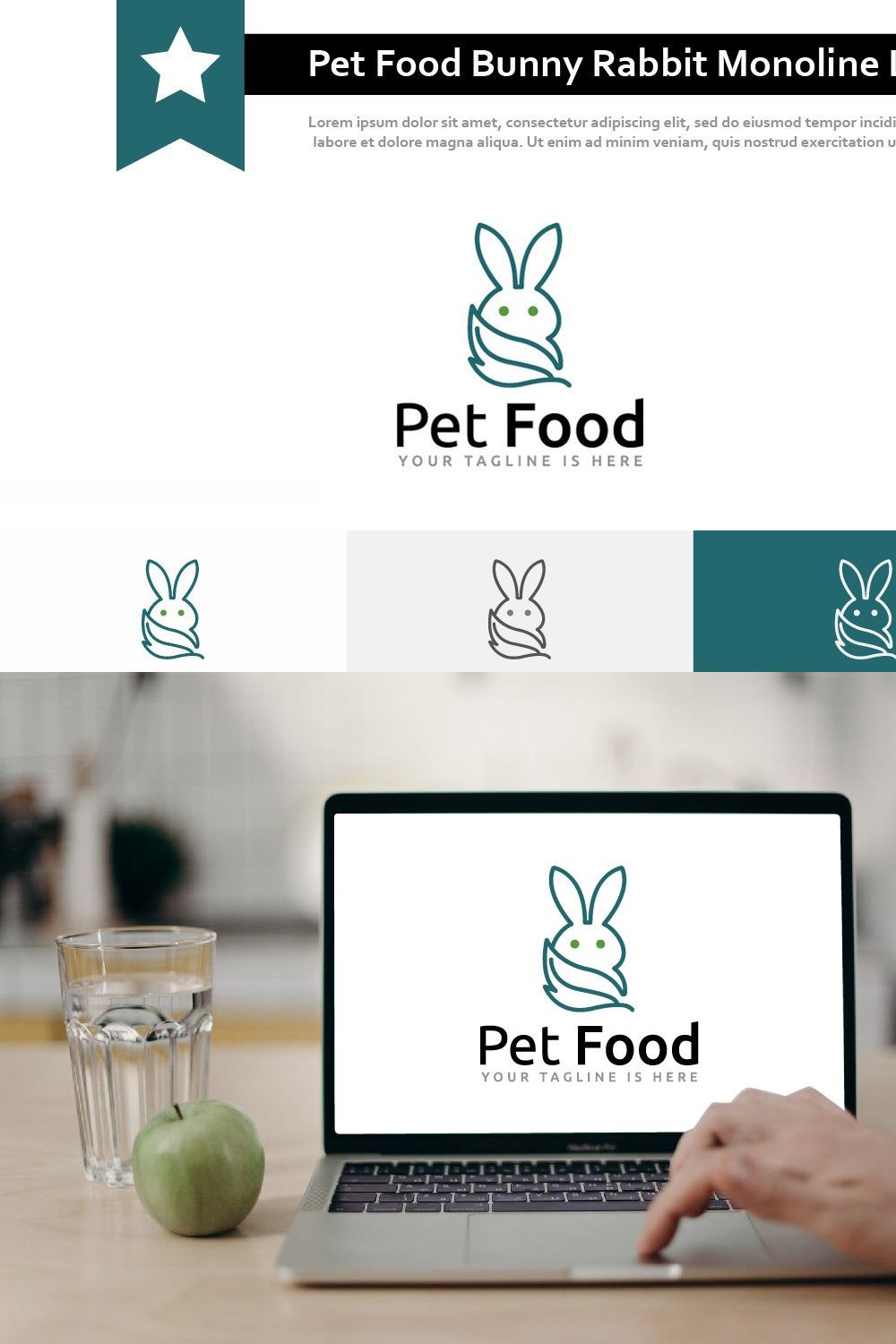 Organic Pet Food Bunny Rabbit Logo pinterest preview image.