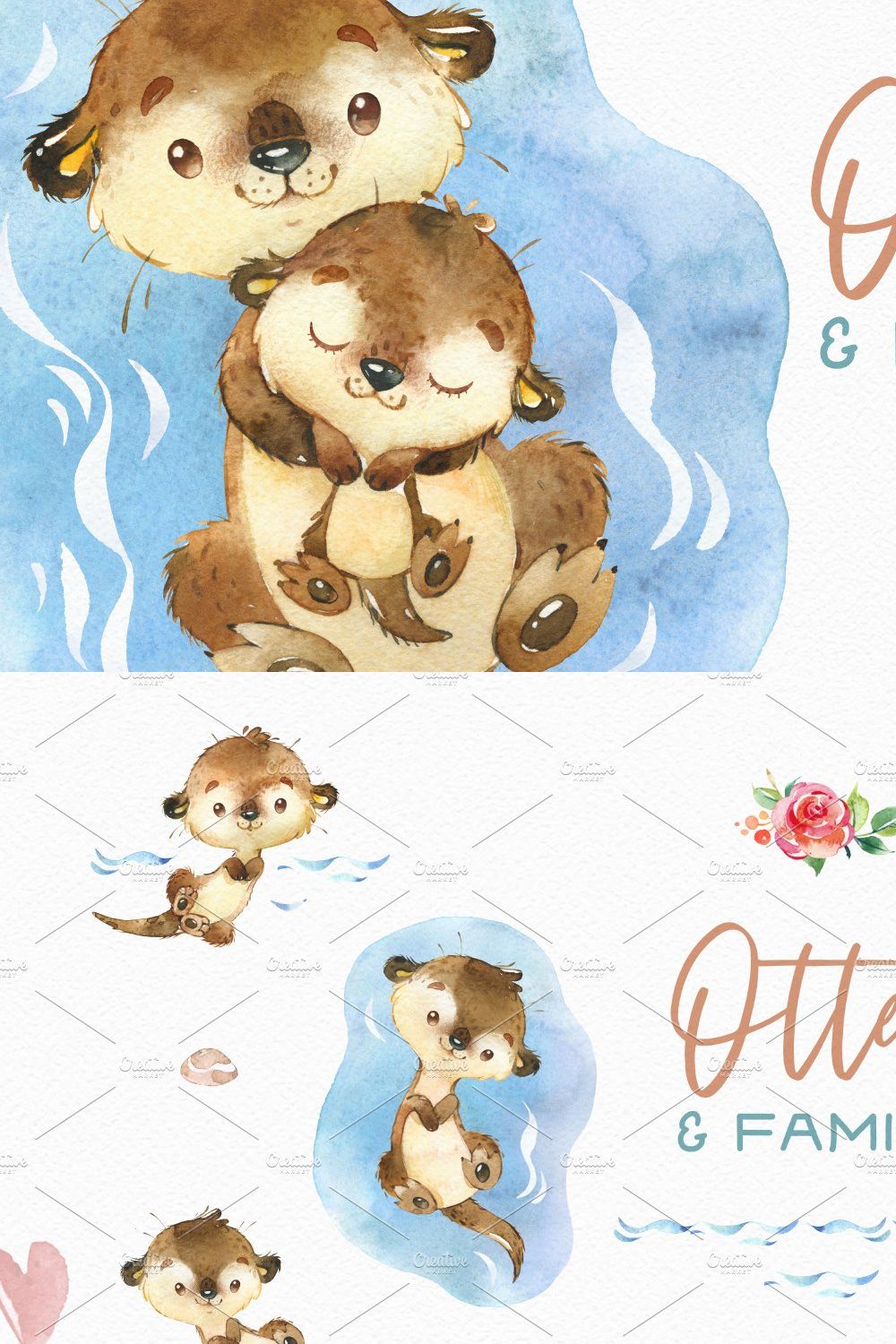 Otters & Family. Sea Collection pinterest preview image.