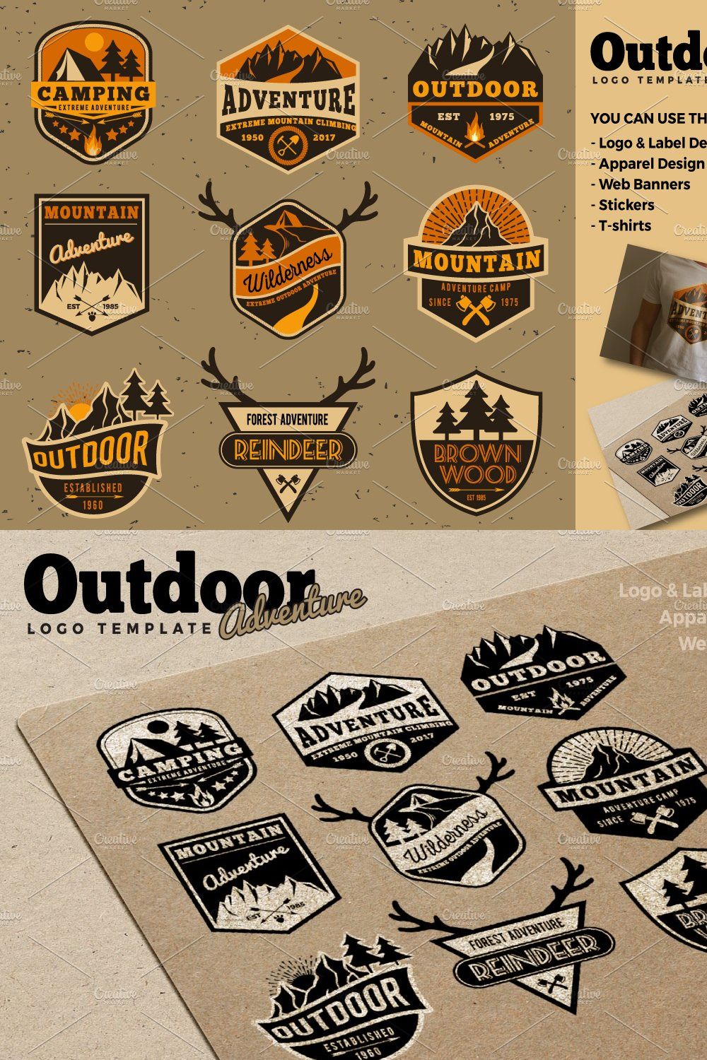 Outdoor Adventure Logo Templates pinterest preview image.
