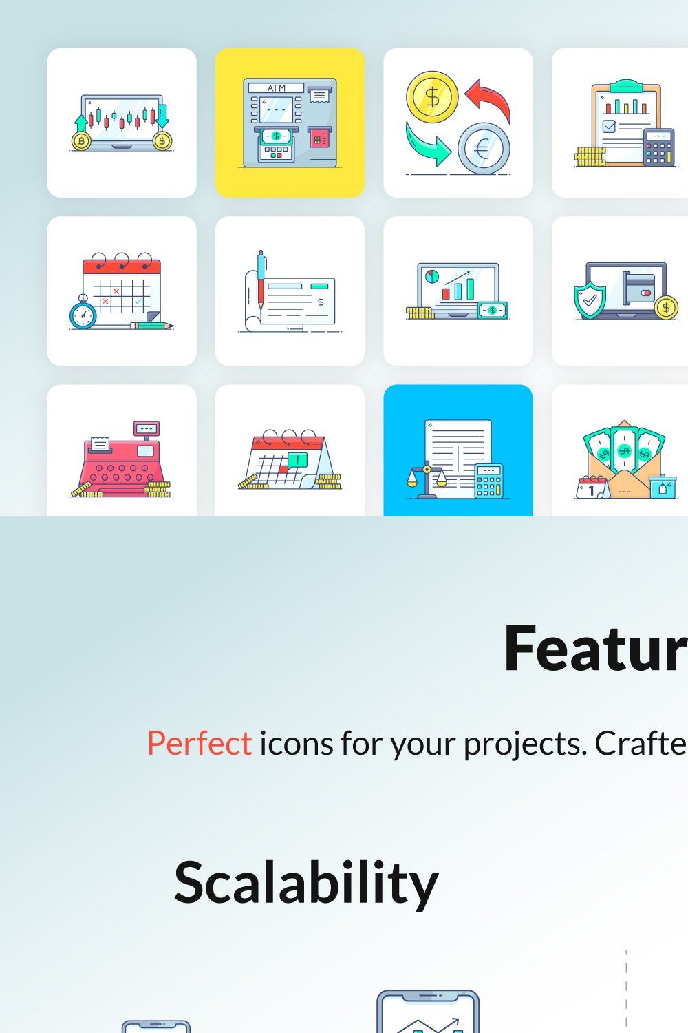 Pack of Finance Flat Icons pinterest preview image.