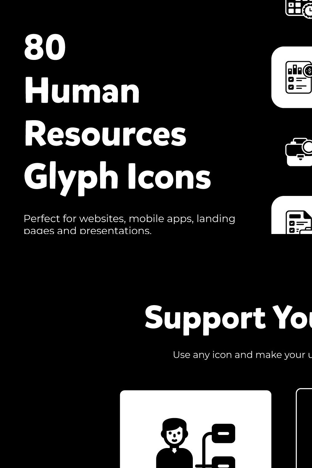 Pack of Human Resources Solid Icons pinterest preview image.