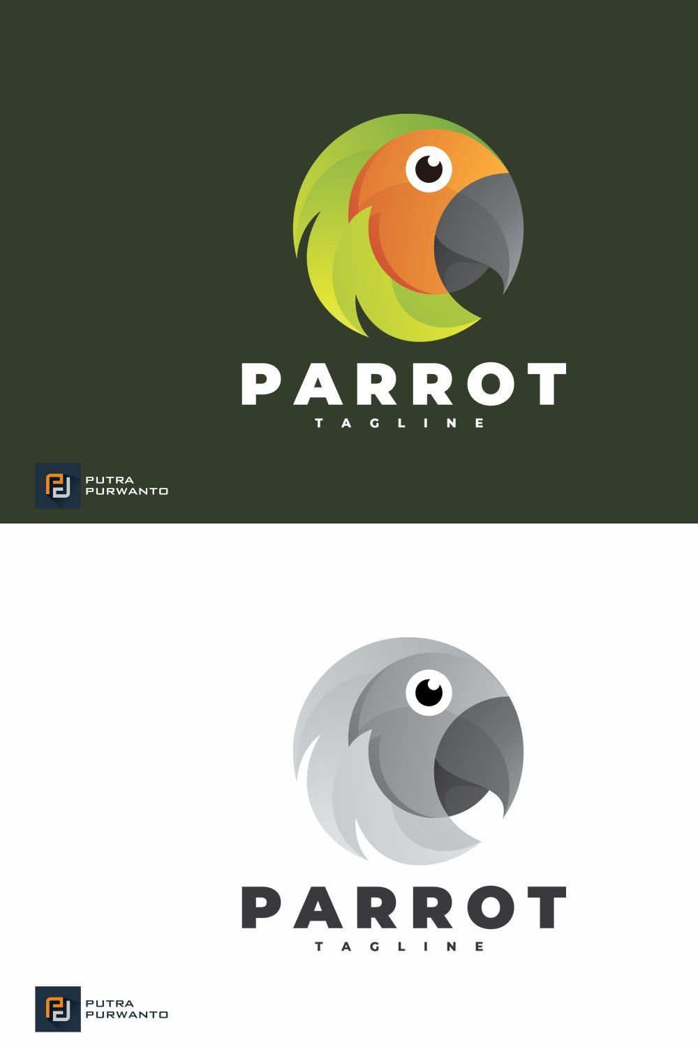 Parrot Head - Logo Template pinterest preview image.
