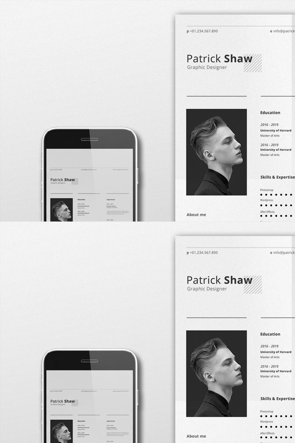 Patrick Resume Template pinterest preview image.