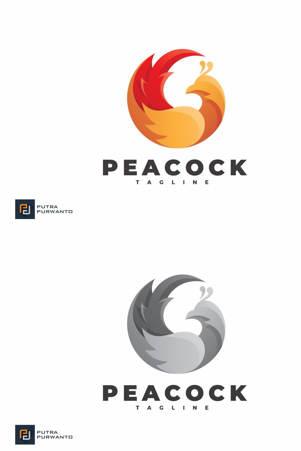 Peacock Bird - Logo Template pinterest preview image.