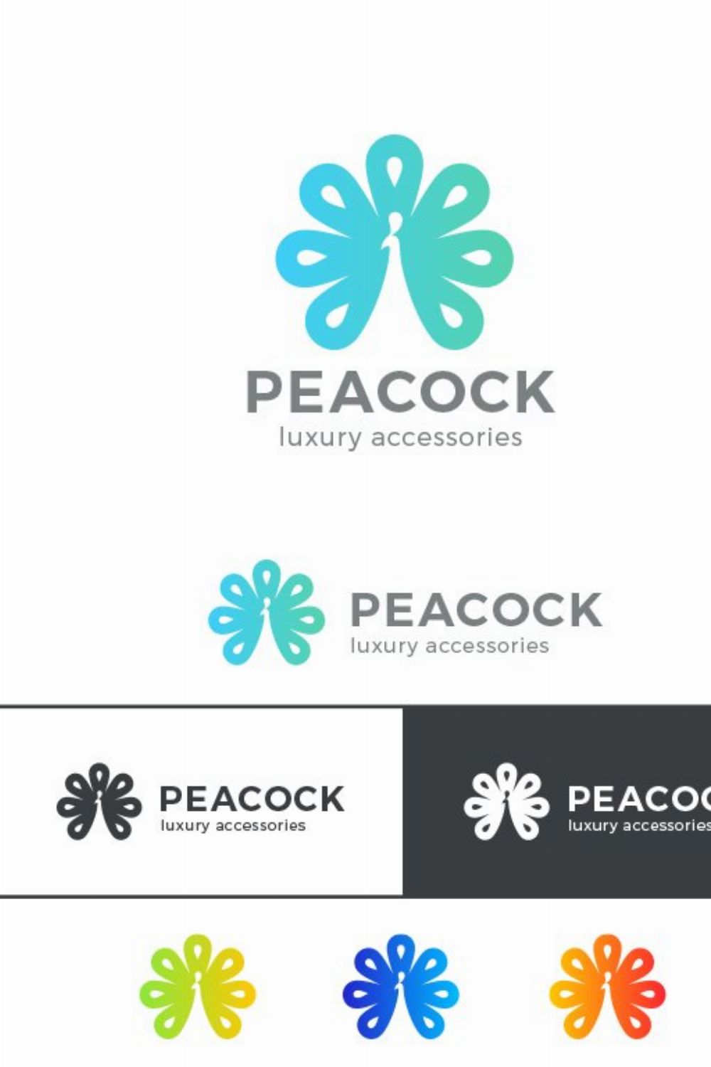 Peacock Logo Luxury Negative space pinterest preview image.