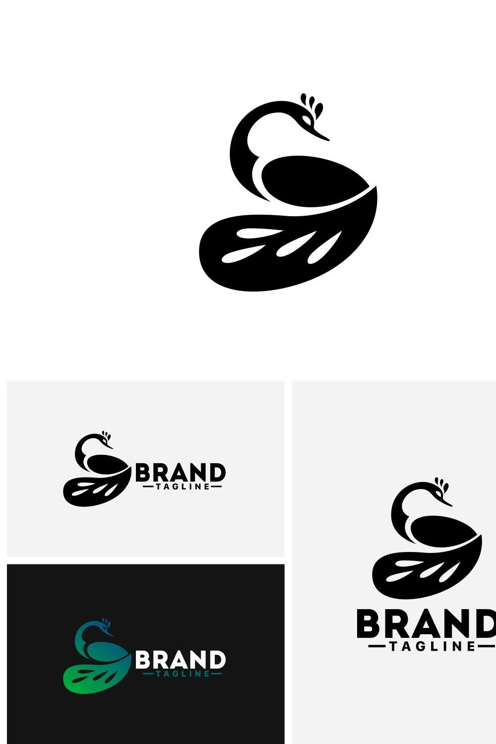 Peacock Logo Template pinterest preview image.