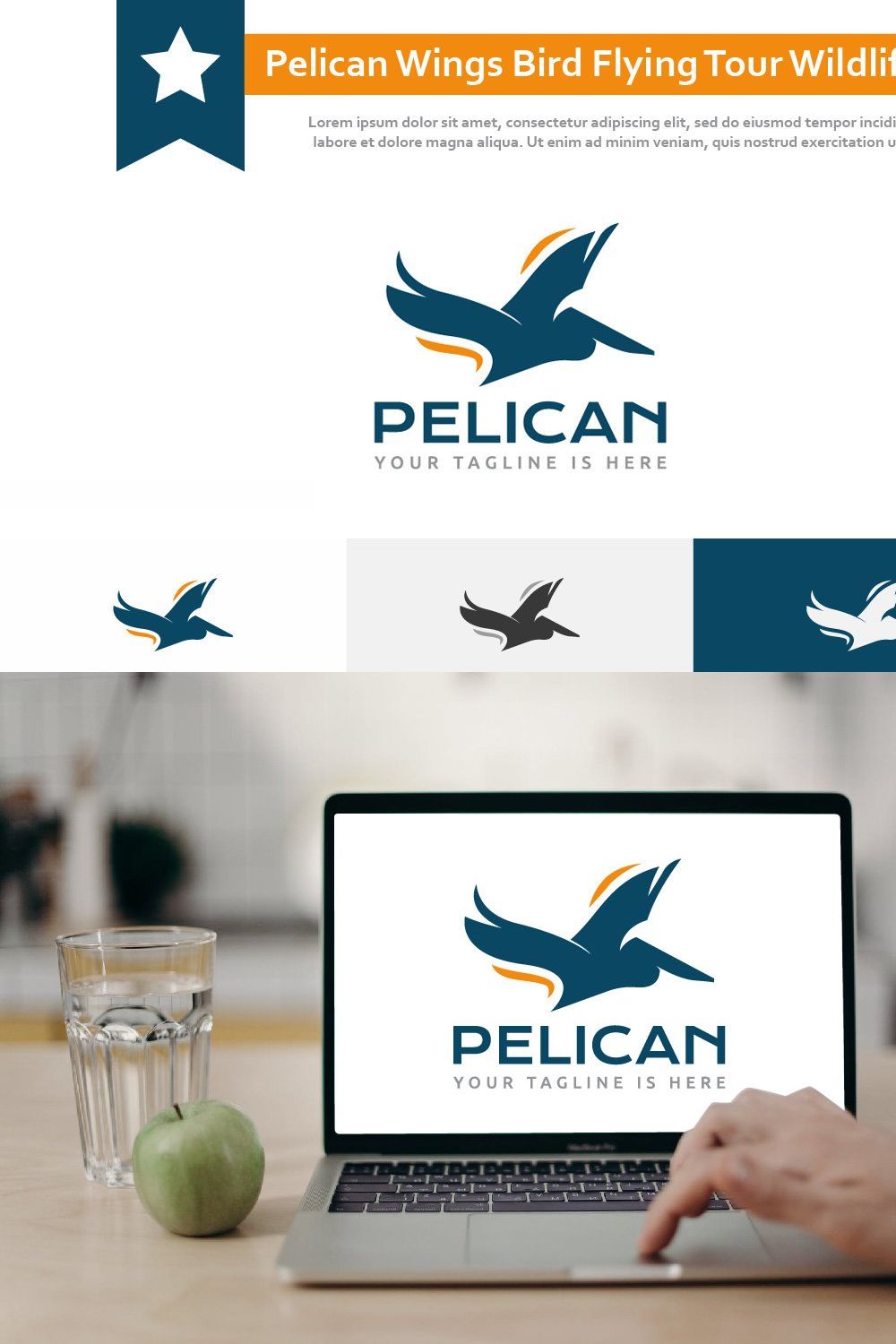 Pelican Wings Bird Flying Tour Logo pinterest preview image.