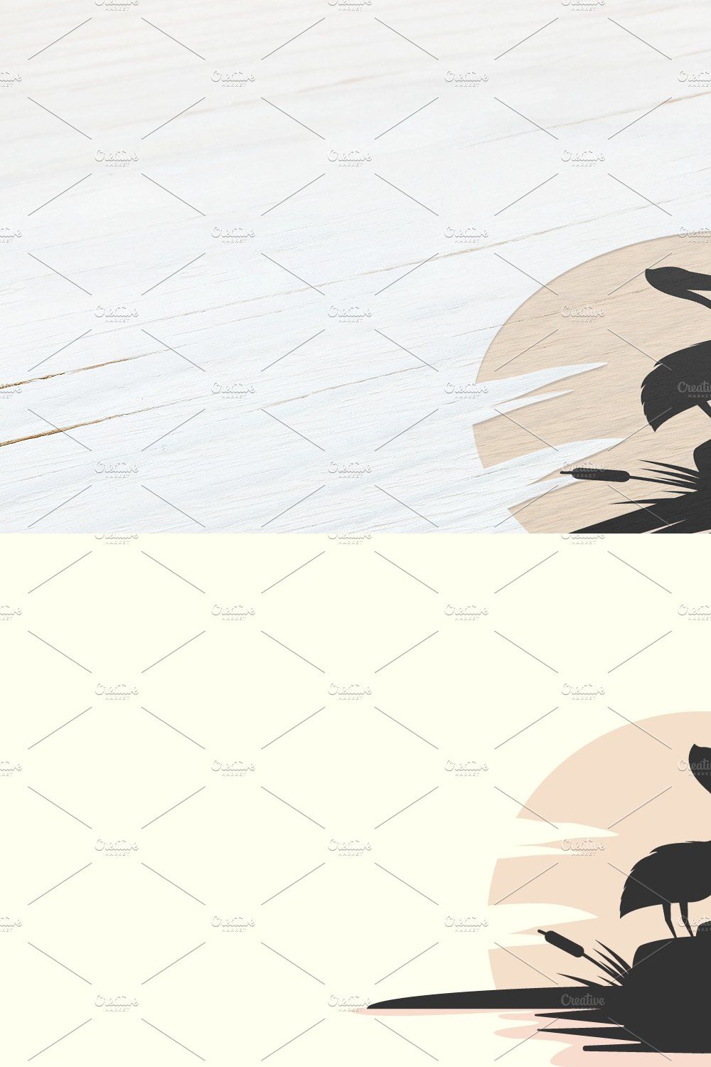 pelican with sun and cattails vector pinterest preview image.